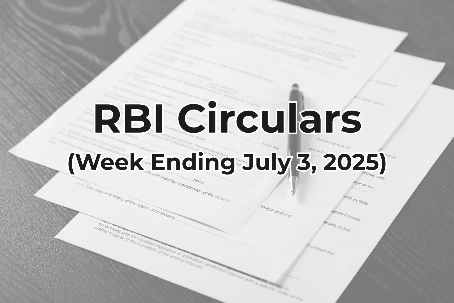 RBI Circulars for the week ending July 3, 2025