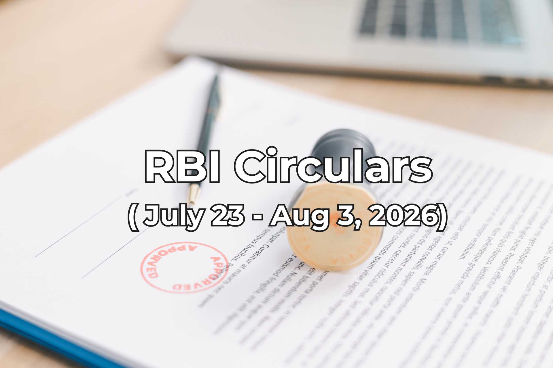 RBI Circulars July 26-Aug 3, 2026